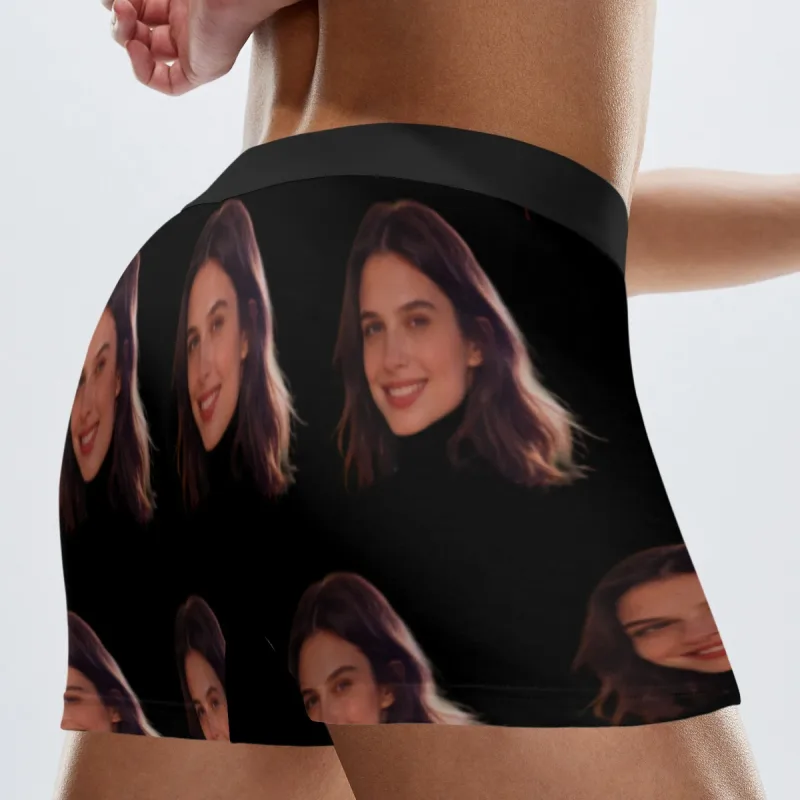 Personalized facial photos customized underwear flat cornered men's Valentine's Day gift for husband anniversary gift for fath — image 3