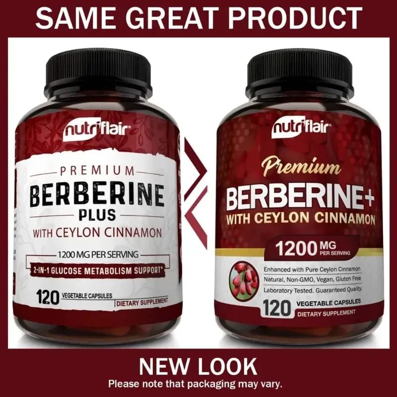 Premium Berberine HCl 1200mg- Ceylon Cinnamon Supplement - Supports Glucose Metabolism Immune System Healthy Weight Management