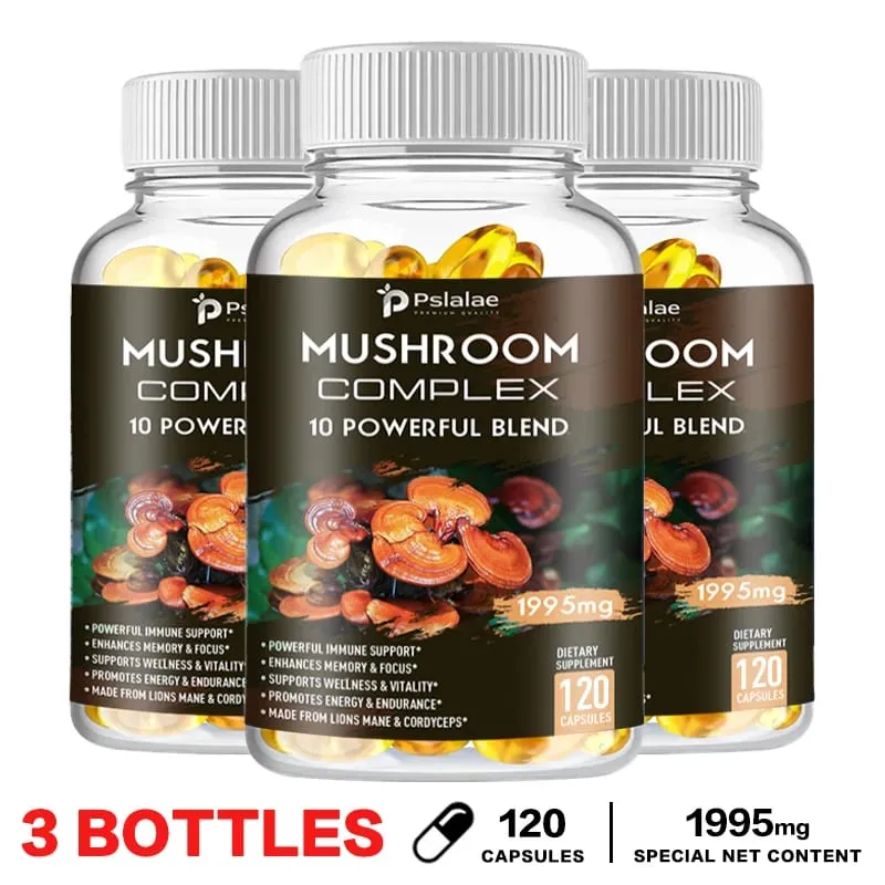 Κάψουλες με σύμπλεγμα μανιταριών - με Lions Mane Chaga Reishi Cordyceps - Υποστηρίζουν την εστίαση της μνήμης του ανοσοποιητικού συστήματος και ανακουφίζουν από το στρες