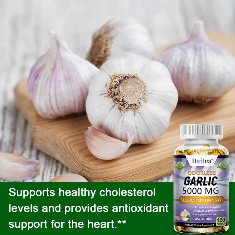 Garlic Extract Capsules 5000mg Balance Cholesterol Help Immunity Heart Health Detoxification Cleansing