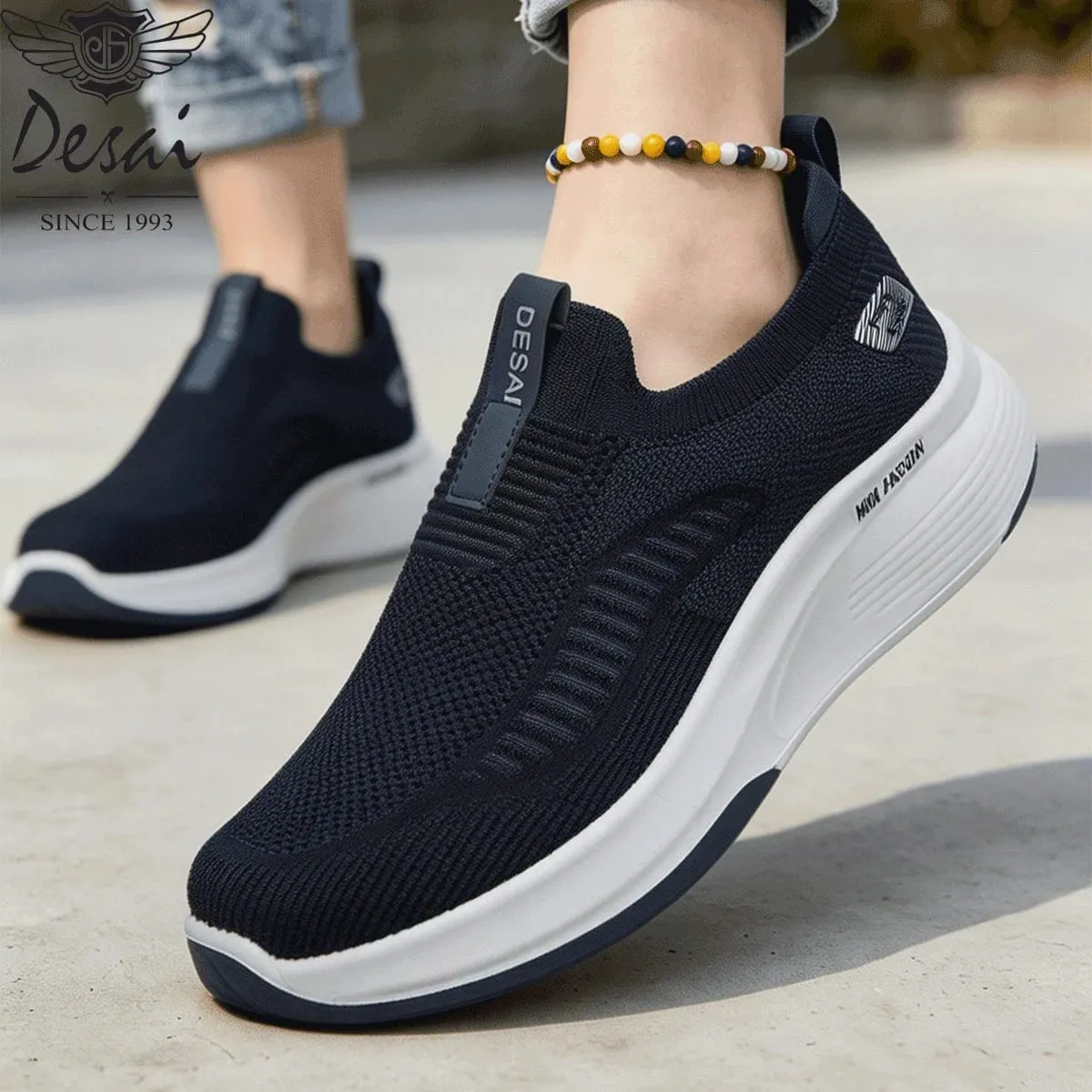 Ανδρικά πλεκτά slip-on πάνινα παπούτσια φαρδύ πλάτους Desai Max μαξιλαράκια για περπάτημα ελαφριά αναπνεύσιμα — image 2