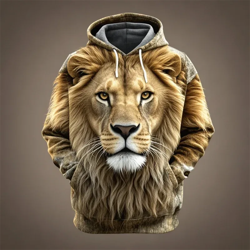 3D Lion Graphic Printed Men's Hoodie Fashion Street Hooded Sweatshirt Summer Autumn Oversized Tracksuit Pullover Casual Hoodies — image 12