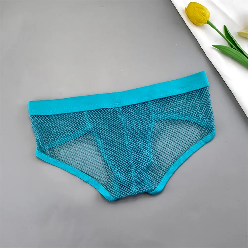 Hollow Out Mesh Męska bielizna w kształcie litery U Niski stan Przezroczyste figi bikini Oddychające majtki Plus Size — image 7