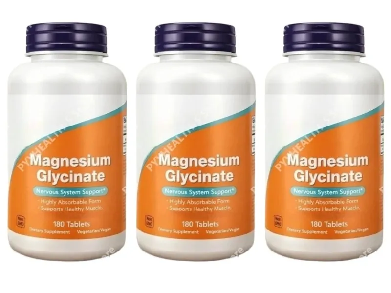 Magnézium-glicinát tabletta 200 mg nagy felszívódású vegán, nem GMO formula az idegrendszer izomrelaxációjához 180 Count — image 9