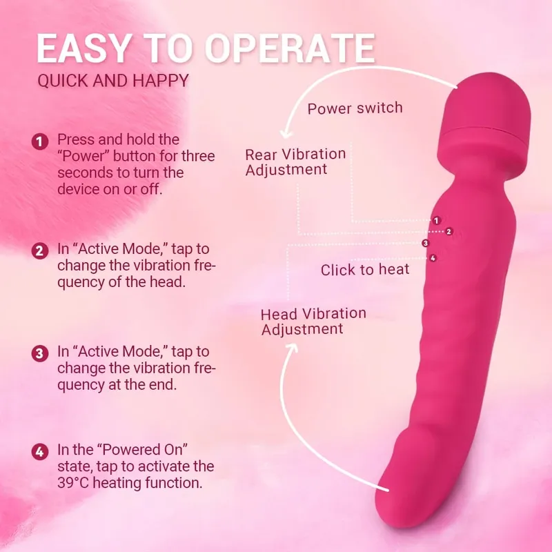 Powerful AV Vibrator Dildos Magic Wand for Women Clitoris Stimulator G Spot Vagina Massager Heating Adult Sex Toys for Female