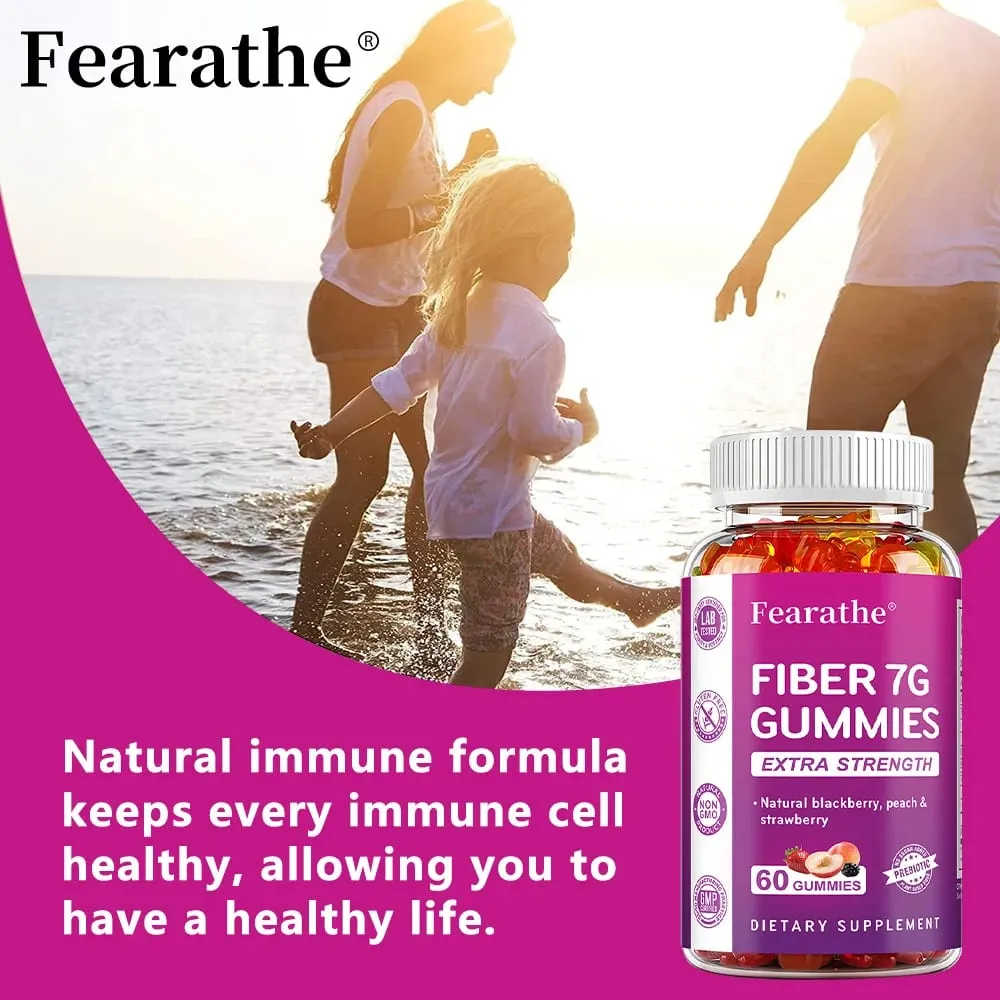 Prebiotic Fiber Gummies for Adults - 7G Fiber Extra Strength - Zero Sugar Added - Digestive Health & Regularity Support