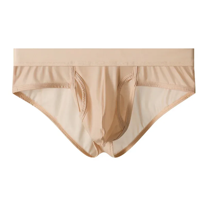 Open Front Fly Pouch Underwaer Men Scrotal Support Sports Briefs Ice Silk Breathable Underpant Bullet Hiwalay Malusog na Panty — image 4
