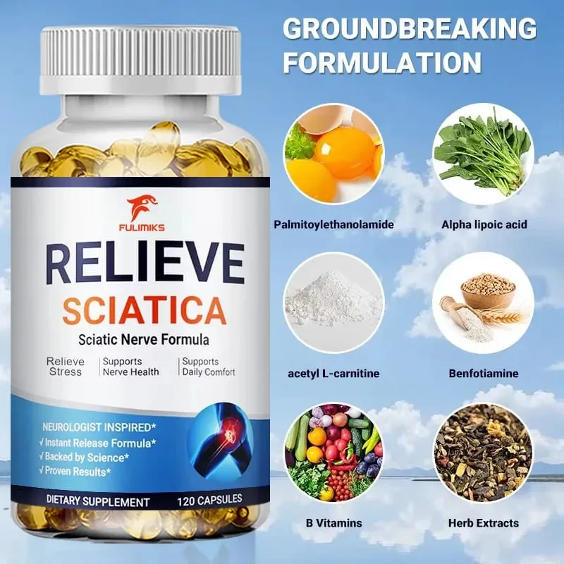Relieve Sciatica Capsules - Helps Relieve Joint Pain Supports Daily Nervous System Bone & Nerve Health Balances Inflammation — image 3