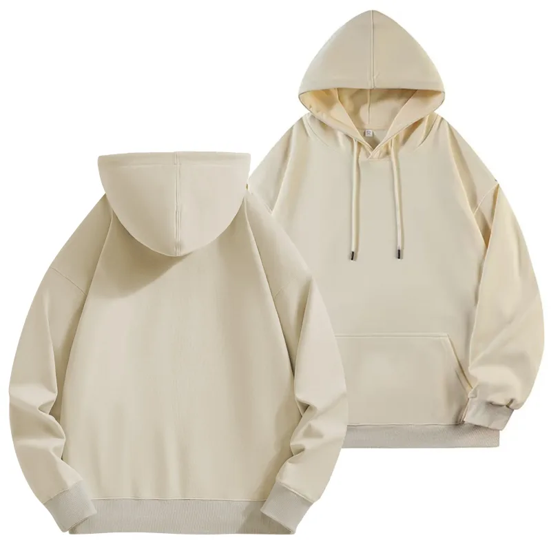 Diy logotipo personalizado preto moletom com capuz puro algodão de manga comprida pulôver casual topo para homem e mulher outono inverno moda — image 10