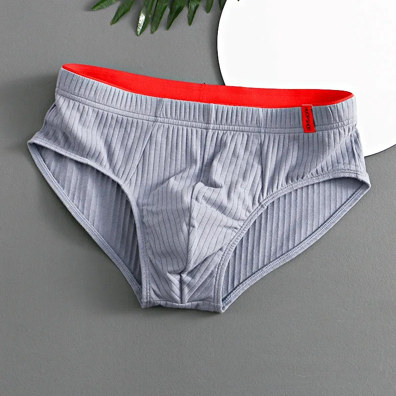 1/3 STK Herrbyxor Mellan midja Elastisk Mjuk Andas Antiseptisk U konvex randig Enfärgad Casual Herrkalsonger underkläder män — image 10