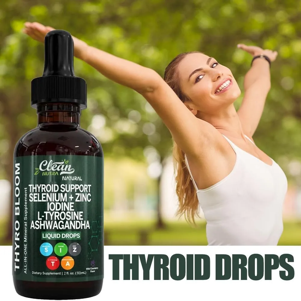 60ml Supplement Liquid Drops Vitamin B3&D12 Selenum Zinc Iodine L-tyrosine Ashwagandha Daily Supplment Bladderwarack Extract