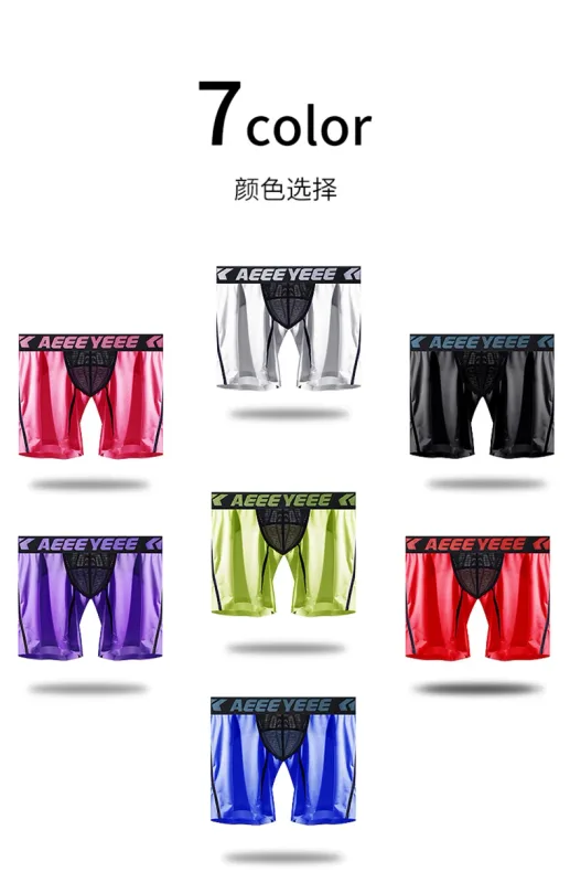 Roupa interior masculina alongamento de seda gelo esporte boxers cuecas sexy brinquedo calcinha dos homens correndo lingerie solta tamanho grande boxer shorts — image 15