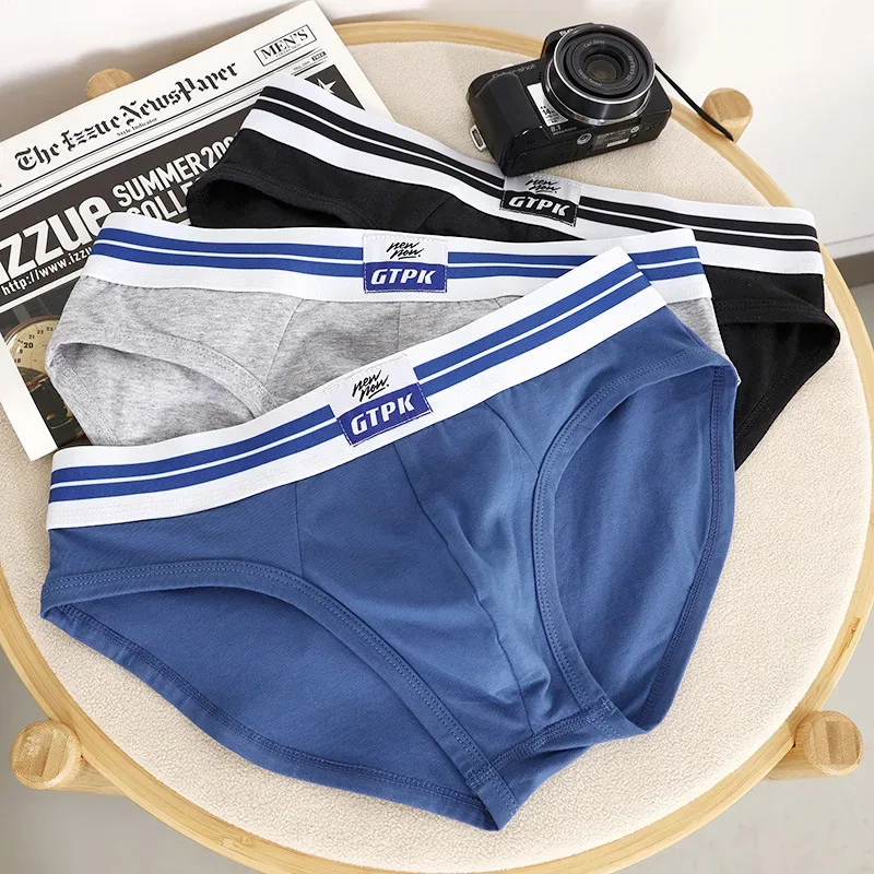 [Bloom the love] Märke 3st Cotton Brief Herr Underkläder Nya Herr Trosor Cuecas Masculina Homme Man Boxershorts Storlek M-3XL E099-HR