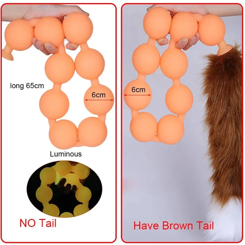Butt Plug with Tail BDSM felnőtt szexjátékok pároknak, hatalmas anális gyöngyök, folyékony szilikon puha anális dugó Prosztata masszázs anális dildók — image 23