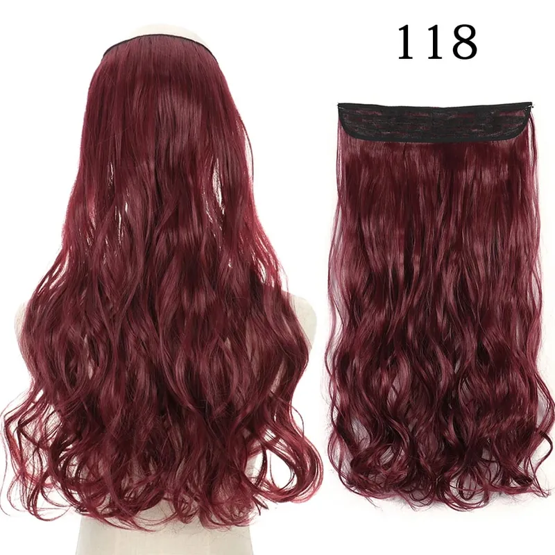 Συνθετικά Long Straight No Clip Invisible Line Hair Extensions 40 55 80cm Φυσικό Καστανό Ξανθό Fake Hairpiece για Γυναικεία — image 33