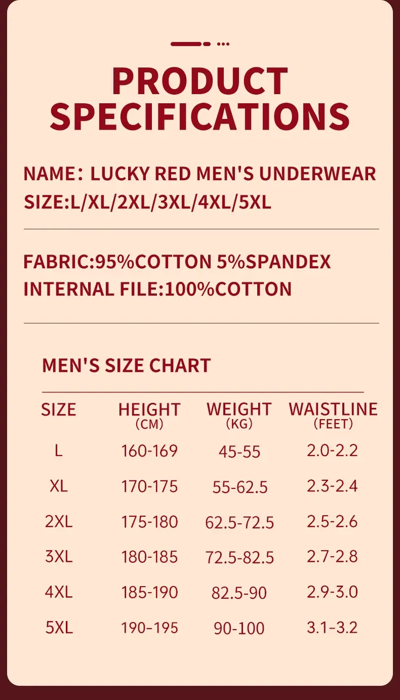 MiiOW 4Pcs Cotton Winter Men Underwear 7A Antibacterial Men's Panties Lucky Red Mens Underpants Plus Size Man Boxershorts L-5XL — image 8