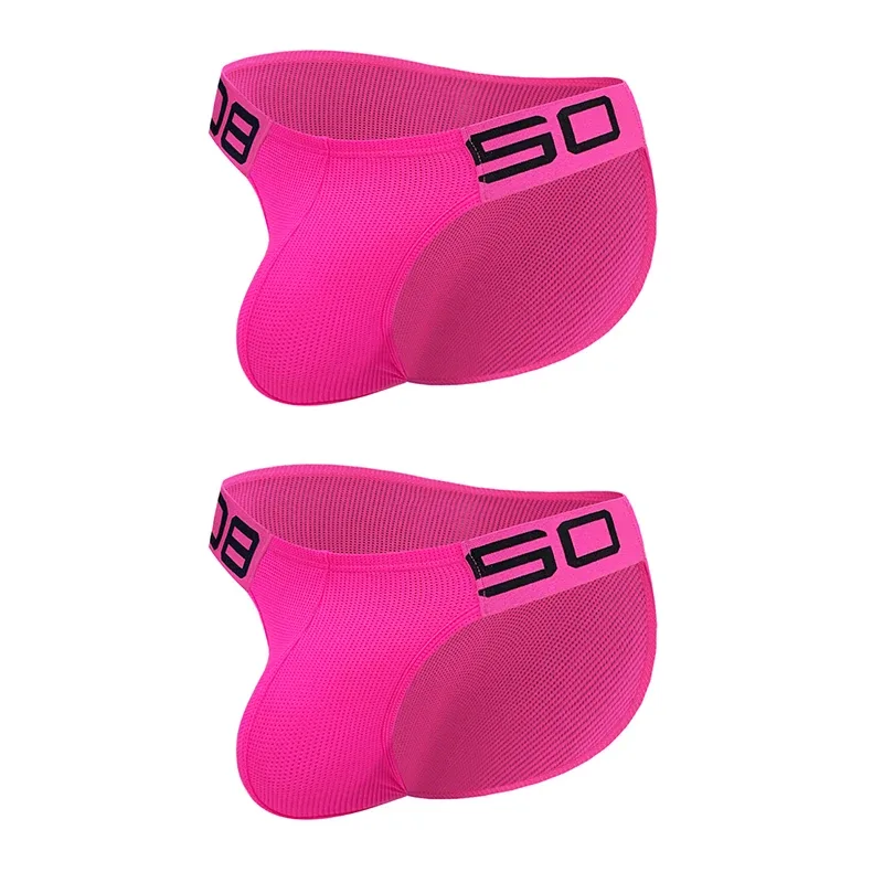 Men's Nylon Blend Mesh Breathable Briefs Horn Splice Letter Embossed Wide Elastic Waistband Fluorescent Color Sexy Underwear — image 30