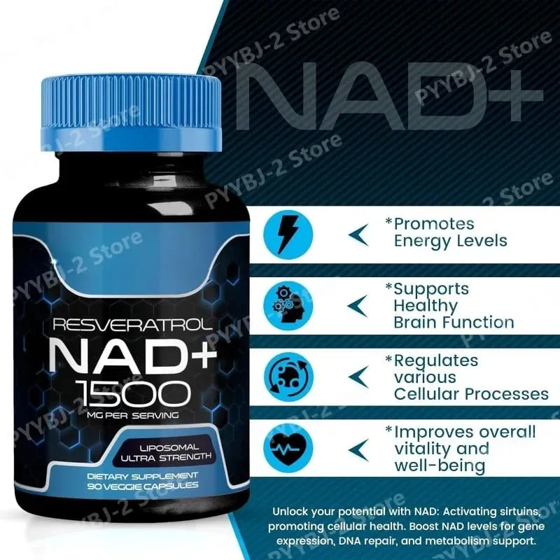 Κάψουλες NAD+ με φυτικό αντιοξειδωτικό συμπλήρωμα ρεσβερατρόλης που υποστηρίζει την ενέργεια των κυττάρων και την αντιγήρανση για γυναίκες άνδρες 90 τεμάχια
