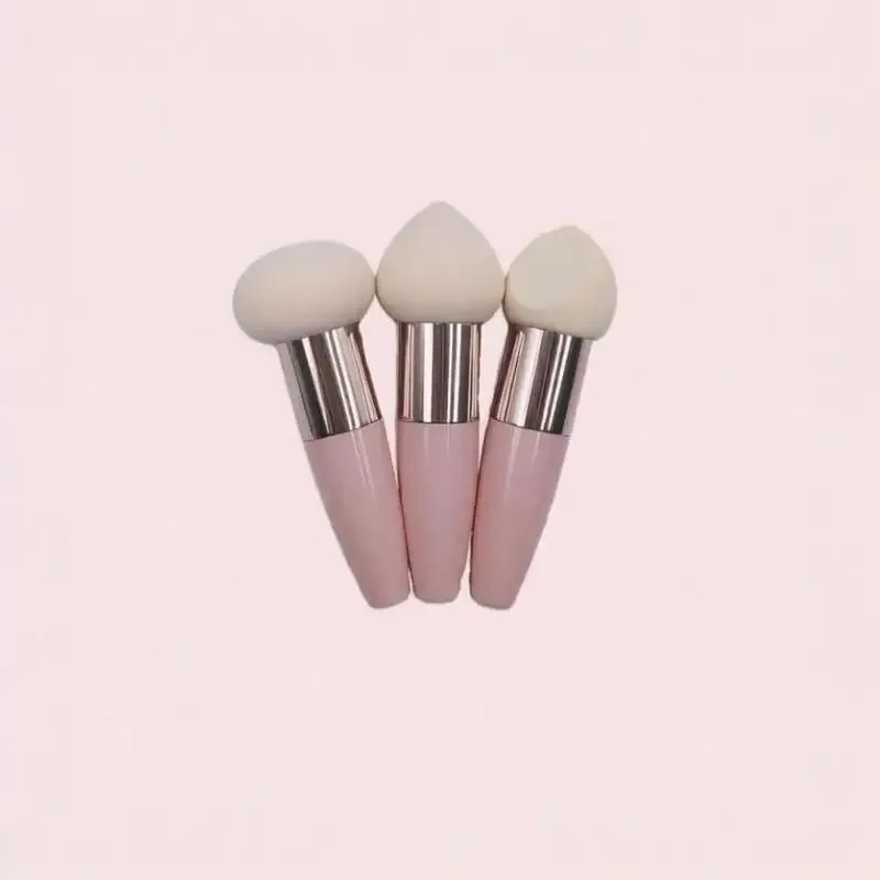(.) 3 pièces pinceaux de maquillage tête de champignon femmes fond de teint beauté éponge bouffée de poudre avec poignée outil cosmétique de forme lisse
