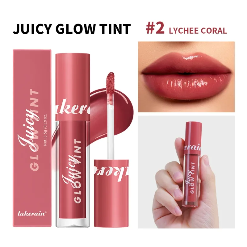 Juicy Glow Lip Tint Mirror Shine Lip Gloss Deep Hydrating Long-Lasting Dewy Moisturizing Non-Sticky High Shine Tinted Lip Makeup
