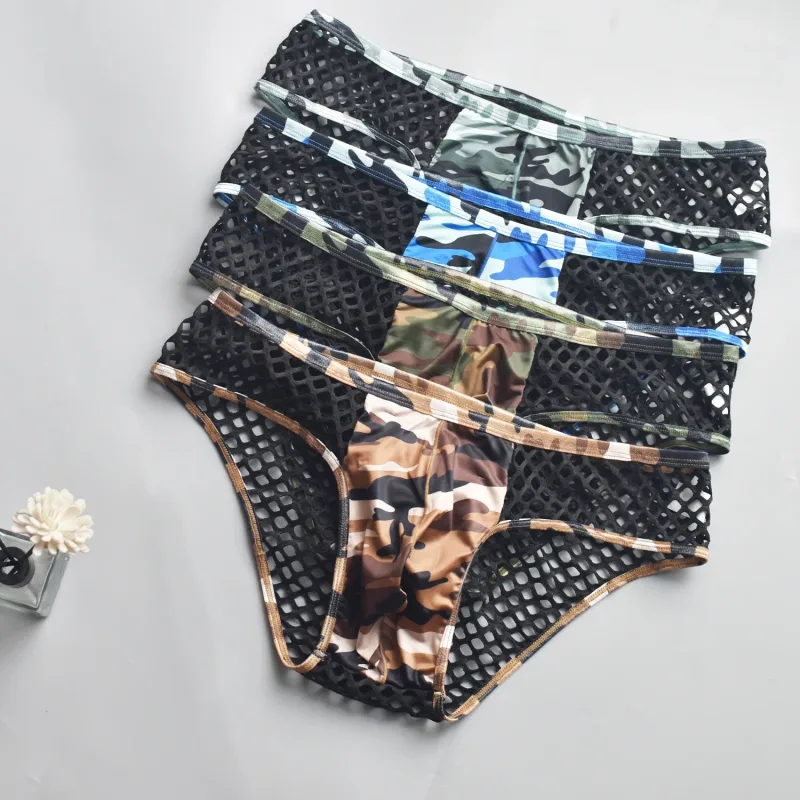 Man Underwear Mens Sexy Briefs Underpants Sissy Panties Camouflage U Pouch Hombre Slips Mesh Breathable Men's Lingerie Cuecas — image 5