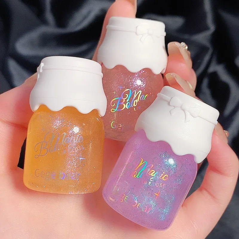 Gege Bear Butterfly Knot Lip Gloss Ενυδατικό Ενυδατικό Καθρέφτη Λάμψη Αφρώδη αντικολλητικό Κύπελλο Κραγιόν ομορφιάς Μακιγιάζ