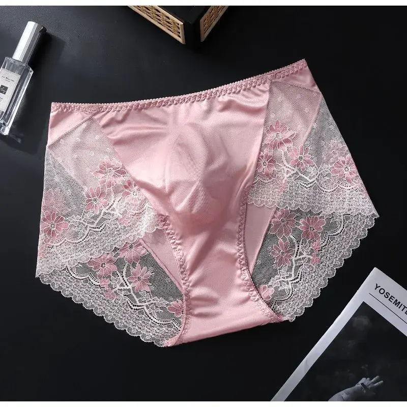 Satin Ice Silk Briefs Mens Lace 3D U Pouch Underwear Sexy Floral Man Panties Breathable Low Waist Shorts Convex Pouch Underpants — image 10