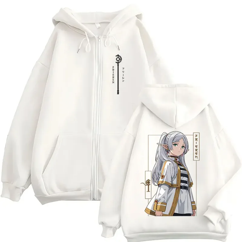 Anime Frieren: Beyond Journey's End Zipper Hoodies Men Women Clothing Fashion Harajuku Zip Up Hooded Sweatshirts Jackets Coats — image 3