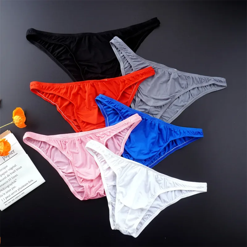 Lalaking Solid na Kulay Ice Silk Seamless Briefs Low Waist U Convex Panties na Panlalaki Ultra-manipis na Kasuotang Panloob na Elastic Mabilis na Tuyong Hininga na Panty — image 2