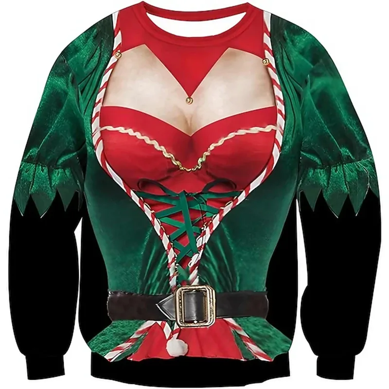 Natal feio camisola engraçado impressão 3d padrão muscular camisolas para homens nova moda pulôver festa cosplay traje presente de natal — image 2