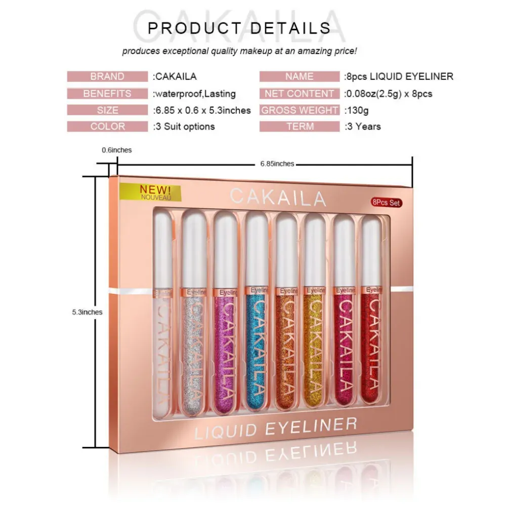 8 színű készlet vízálló szemceruza tollak hosszan tartó csillogó és színes szem smink kozmetikumok Beauty matt szemceruza ceruza készlet — image 6