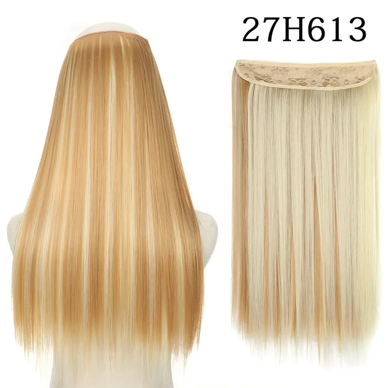 Συνθετικά Long Straight No Clip Invisible Line Hair Extensions 40 55 80cm Φυσικό Καστανό Ξανθό Fake Hairpiece για Γυναικεία — image 22