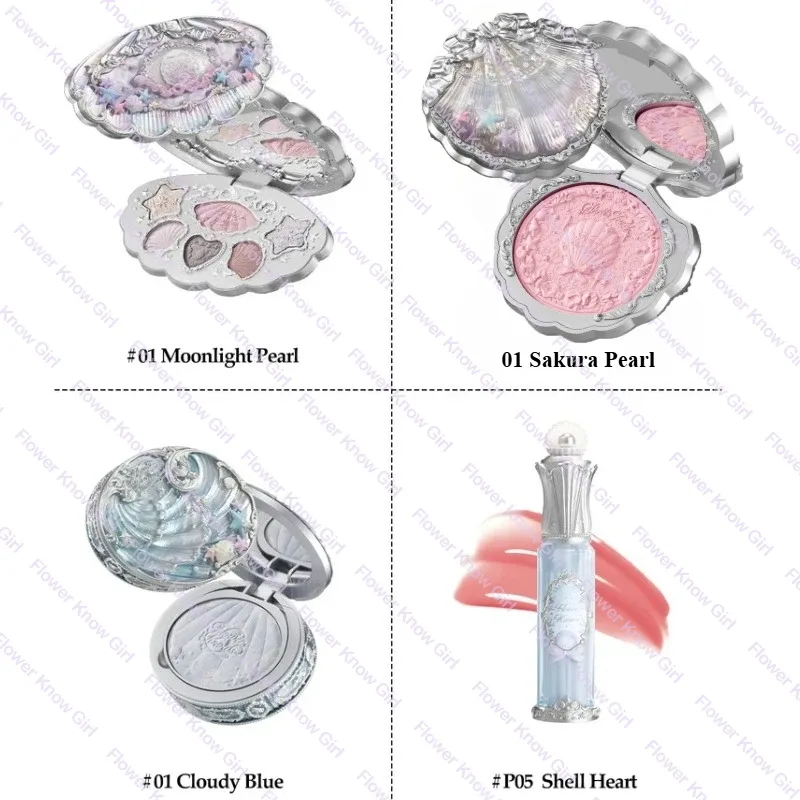 Makeup Flower Knows Shell's Jewel Mermaid Glow Set Eyeshadow Palette Blush Lip Gloss Τσάντα μακιγιάζ Matte Glow Shimmer Primer Kit — image 5
