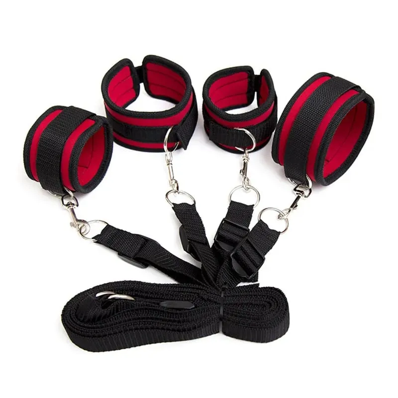 Restraint Set BDSM Bondage Handcuffs & Ankle Cuffs Slave On The Bed Open Leg Flirt Sex Toys For Women Couples Erotic No Vibrator — image 8