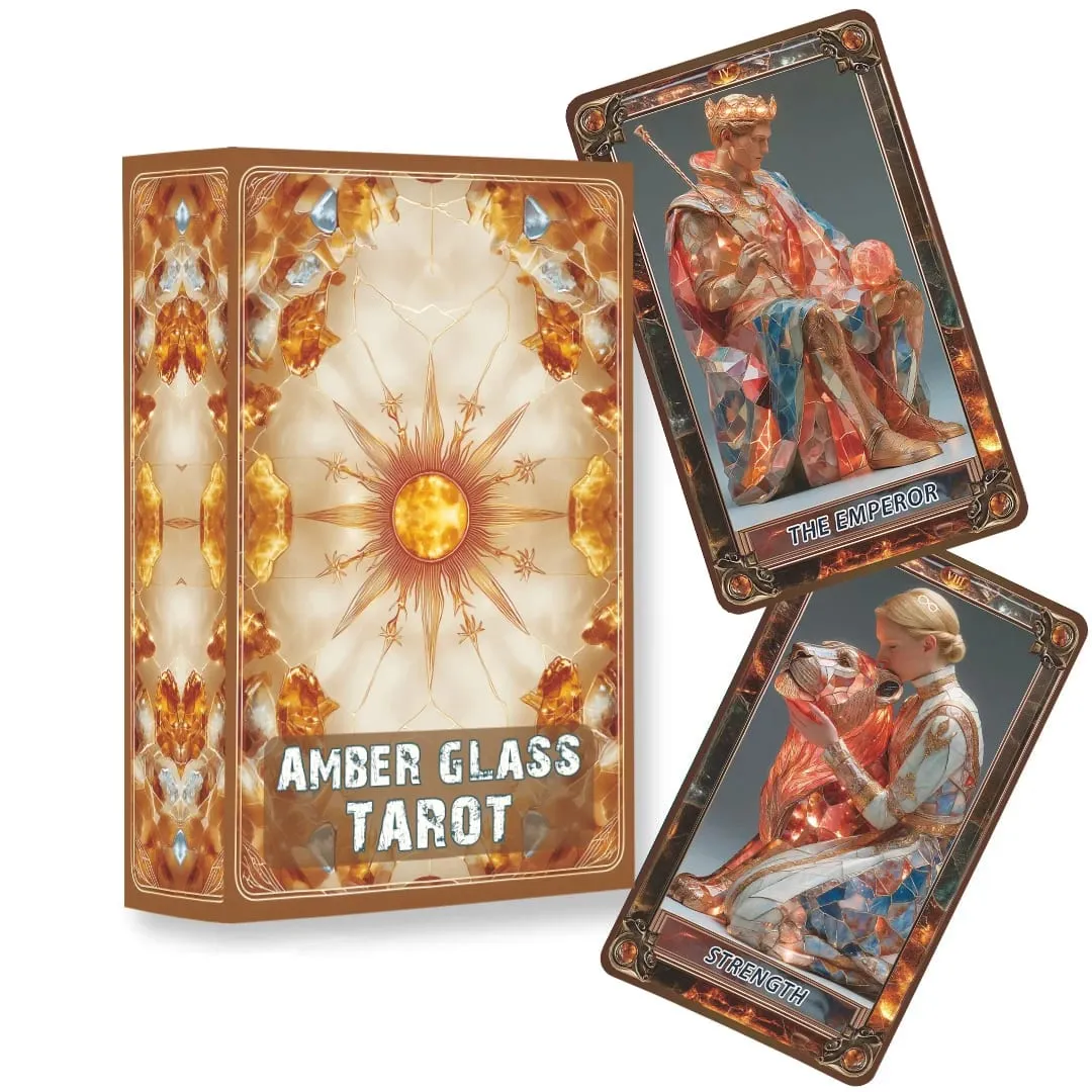 Amber Glass Tarot Cards Deck 78 Card Unique Tarot Deck με οδηγό για αρχάριους και έμπειρους αναγνώστες Daily Insight Divi — image 2