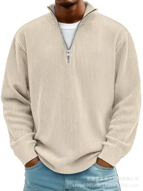 Outono inverno masculino gola zip-up moletom solto manga longa casual diário ao ar livre moda na moda casacos masculinos — image 4