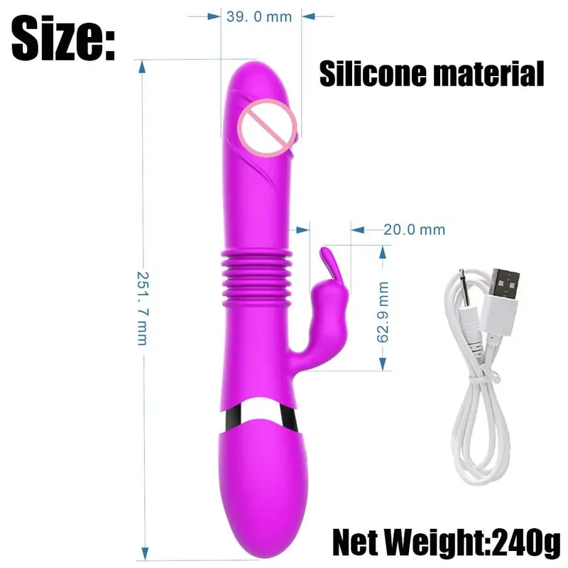 Silicone Rabbit Vibrator 3-in-1 G-Spot Clit Anal Beads Stimulator 10 Modes Thrusting Vibrating Sex Toy for Women — image 9