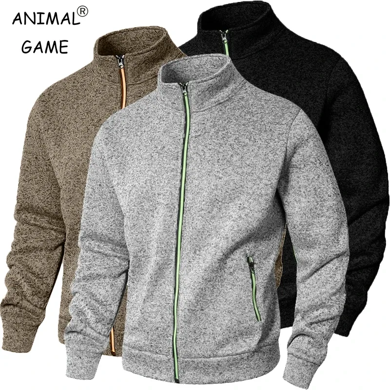 Panlalaking Stand Collar sweatshirt kaswal na zipper Cardigan Jacket sa labas ng Long Sleeve Solid Color Pullover Magaang Streetwear — image 7