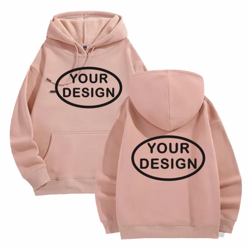 Na-customize na Naka-print na Mga Hoodies ng Lalaki at Babae na Loose Casual Fashion Long Sleeved Pullovers na Burdado na LOGO Street Sports Shirts — image 14
