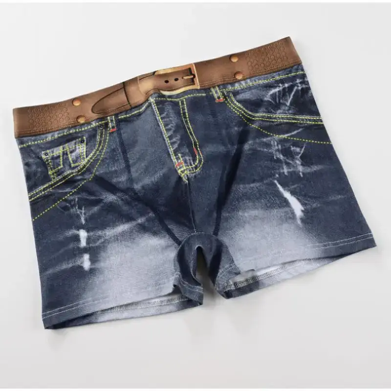 1 peça roupa íntima masculina estampa jeans algodão design em forma de u, boxer respirável, algodão confortável masculino — image 5