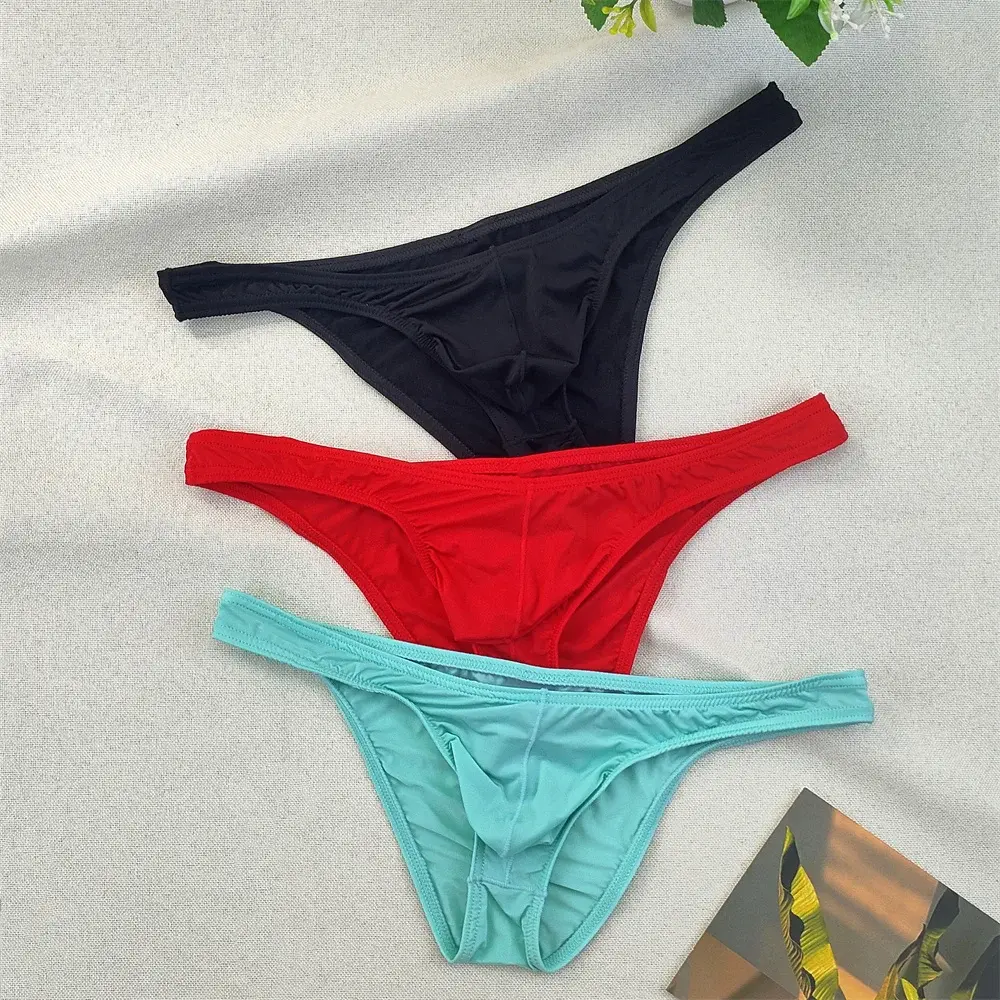 Herr Ultralåg midja Bugle Pouch Bikinitrosor Sexiga tighta Transparenta underkläder Man Is Silk Ultratunna kalsonger Plus Size — image 1
