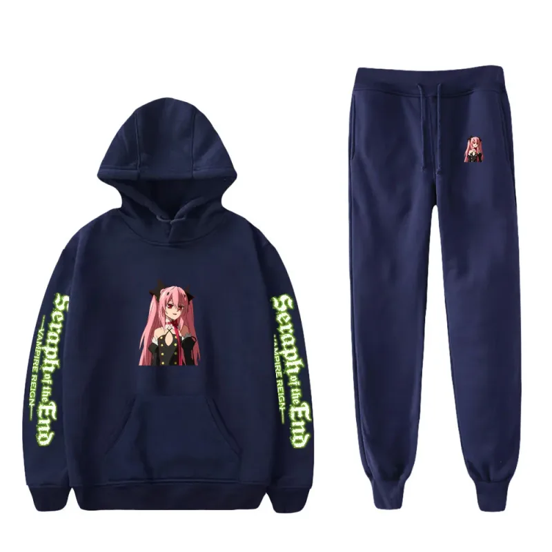 Harajuku Comfortable Seraph of the End Print Sweatshirt Sweatpants Suit Hoodies+ Pantalon Suit Boys/Girls 2 Piece Set na Damit