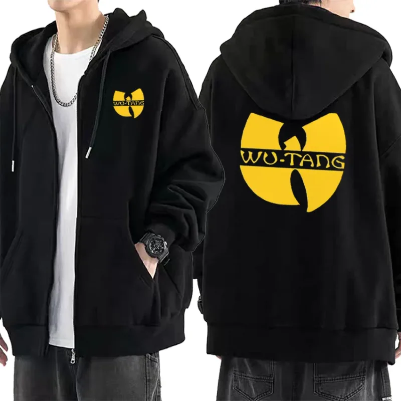 Hip Hop Années 90 Wu Clan T-tangs Grafik Luvtröja Herr Punkjacka med dragkedja för damer Långärmad fleece gotisk kappa Lösa streetwear — image 7
