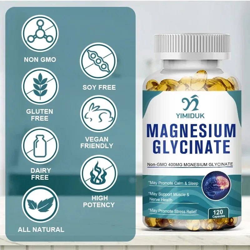 Yimiduk tiszta magnézium-glicinát B6-vitamin-kiegészítő a fáradtsági görcsök leküzdésére és a szív egészségére, csökkenti a szorongást Vegán — image 7