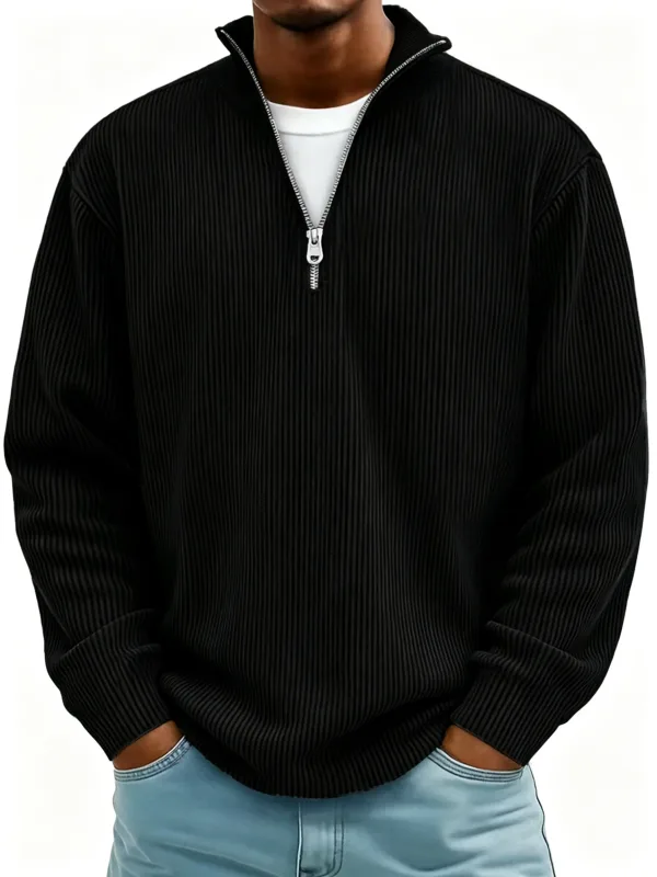 Outono inverno masculino gola zip-up moletom solto manga longa casual diário ao ar livre moda na moda casacos masculinos — image 1
