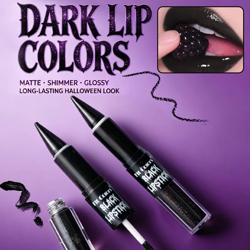 Halloween 2-in-1 Lip Gloss Matte Liner Liner Αδιάβροχο Υγρό Κραγιόν μακράς διαρκείας Ενυδατικό λαμπερό λαμπερό Lip Oil για πάρτι
