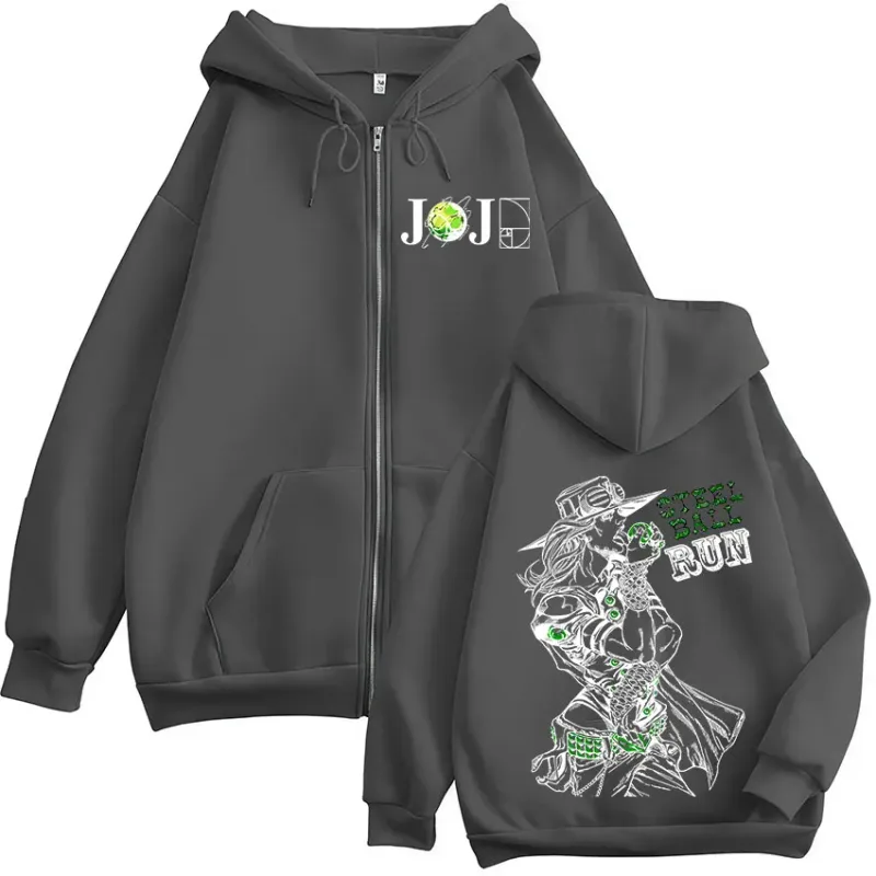 Anime Jojo Bizarre Adventure Gyro Zeppeli Steel Ball Run Zipper Hoodies Men Clothing Long Sleeves Zip Up Sweatshirts Jacket Coat — image 7