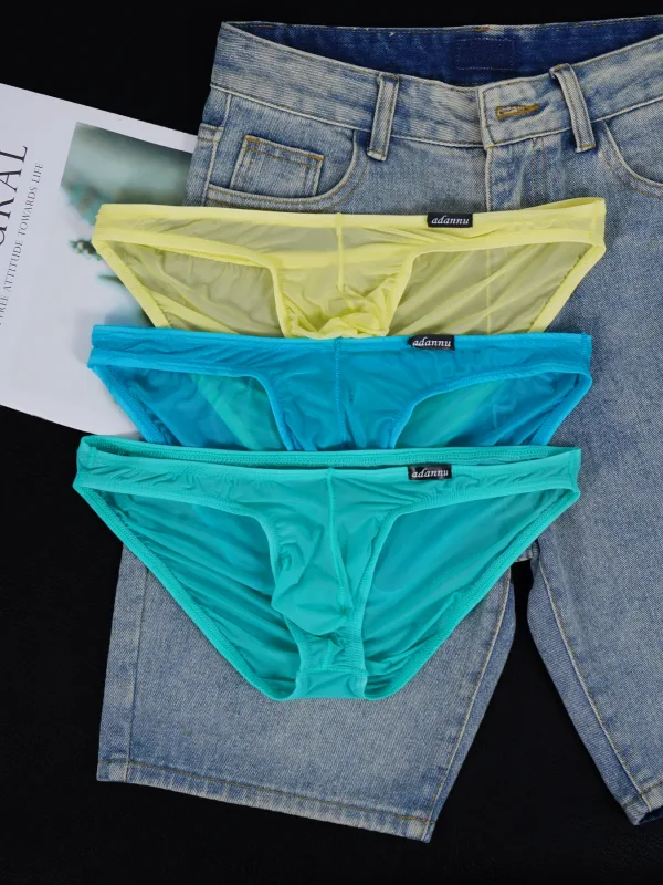 1 PCS Men's Ice Silk Ultra-Thin Cooling Mesh Sheer Briefs, Independent U Convex Pouch, Slim Fit Barely-There Daily Underwear — image 2