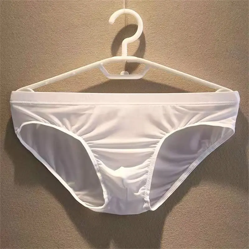 2pcs Big Pouch Nylon Men Underwear Briefs Ice Silk Male Seamless Underpants Low-Waist Manipis na Panty Plus Size — image 7