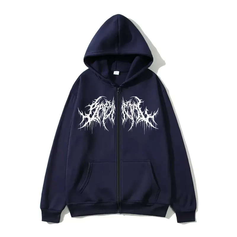 Y2K Zipper Hoodie Men's Trendy Printed Hip Hop Style Gothic 2026 Autumn/Winter Warm Long Sleeve Sweatshirt — image 7